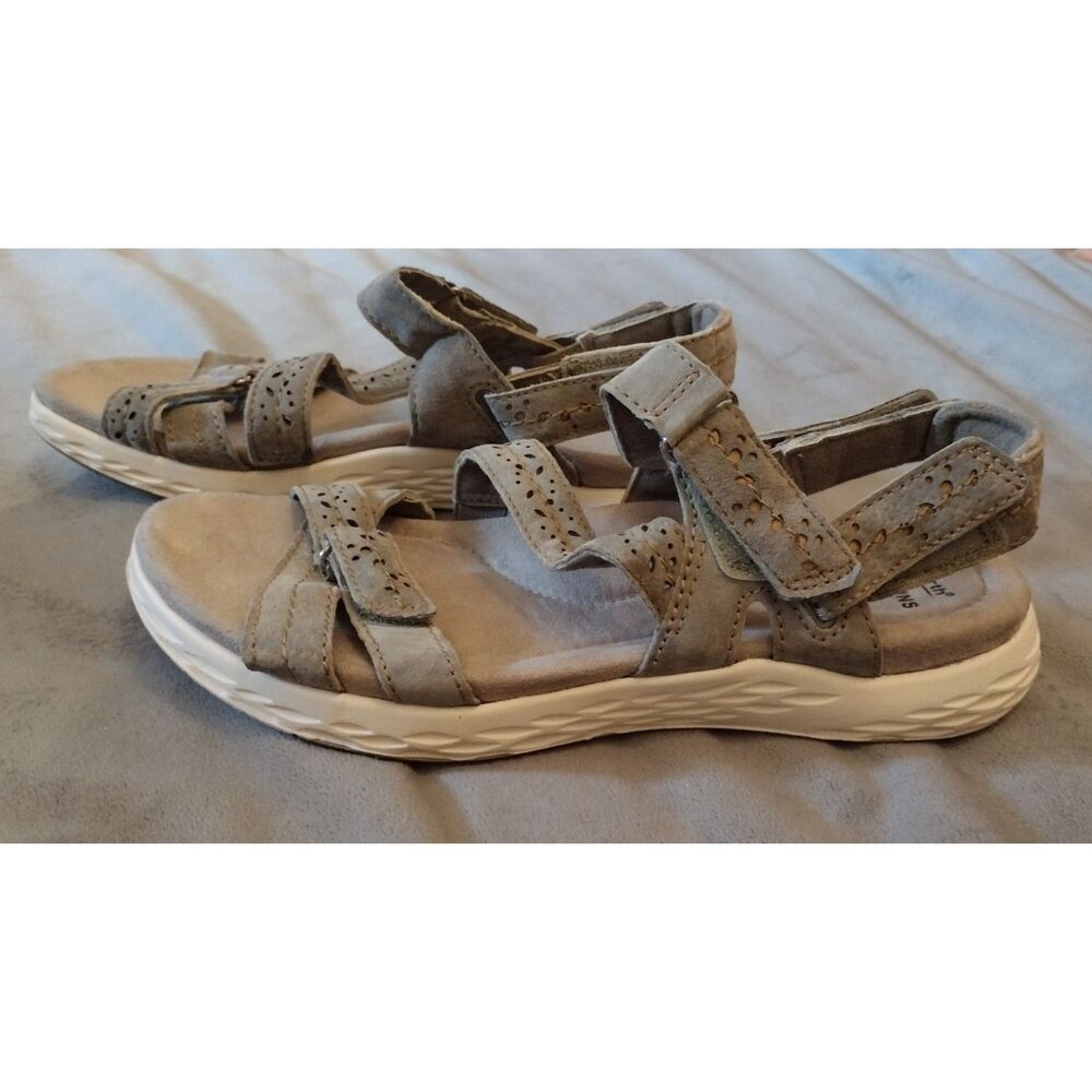 Earth Origins Westfield Wendy Grey Suede Adjustable Sandals Women's Size 9.5 M
